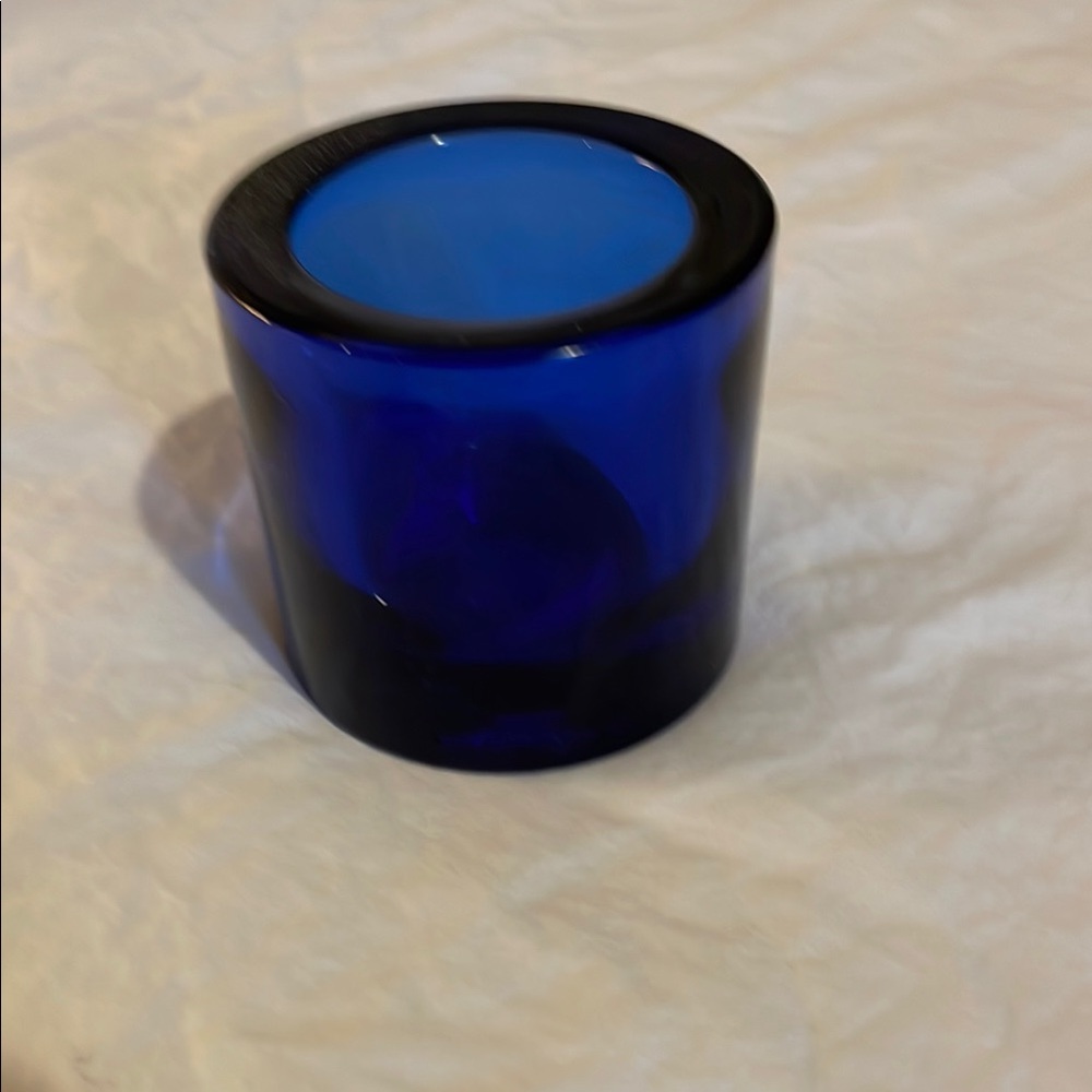 Marimekko Blue Glass Candle Holder Accent